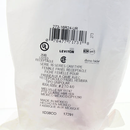 Leviton 16R24-UR Red Taper Nose 90� Female Panel Receptacle Threaded Stud