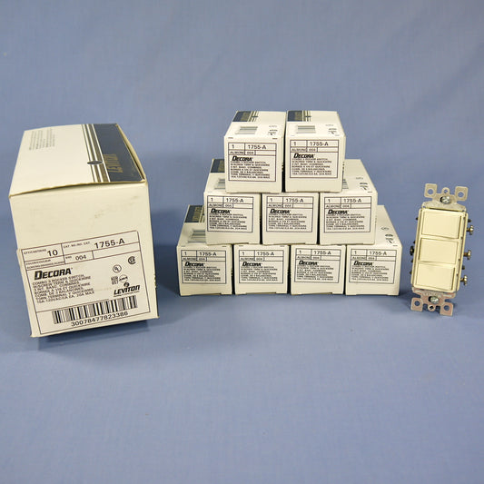 Leviton 1755-A Almond Decora Triple Rocker Wall Light Switches Triplex 15A 10pcs