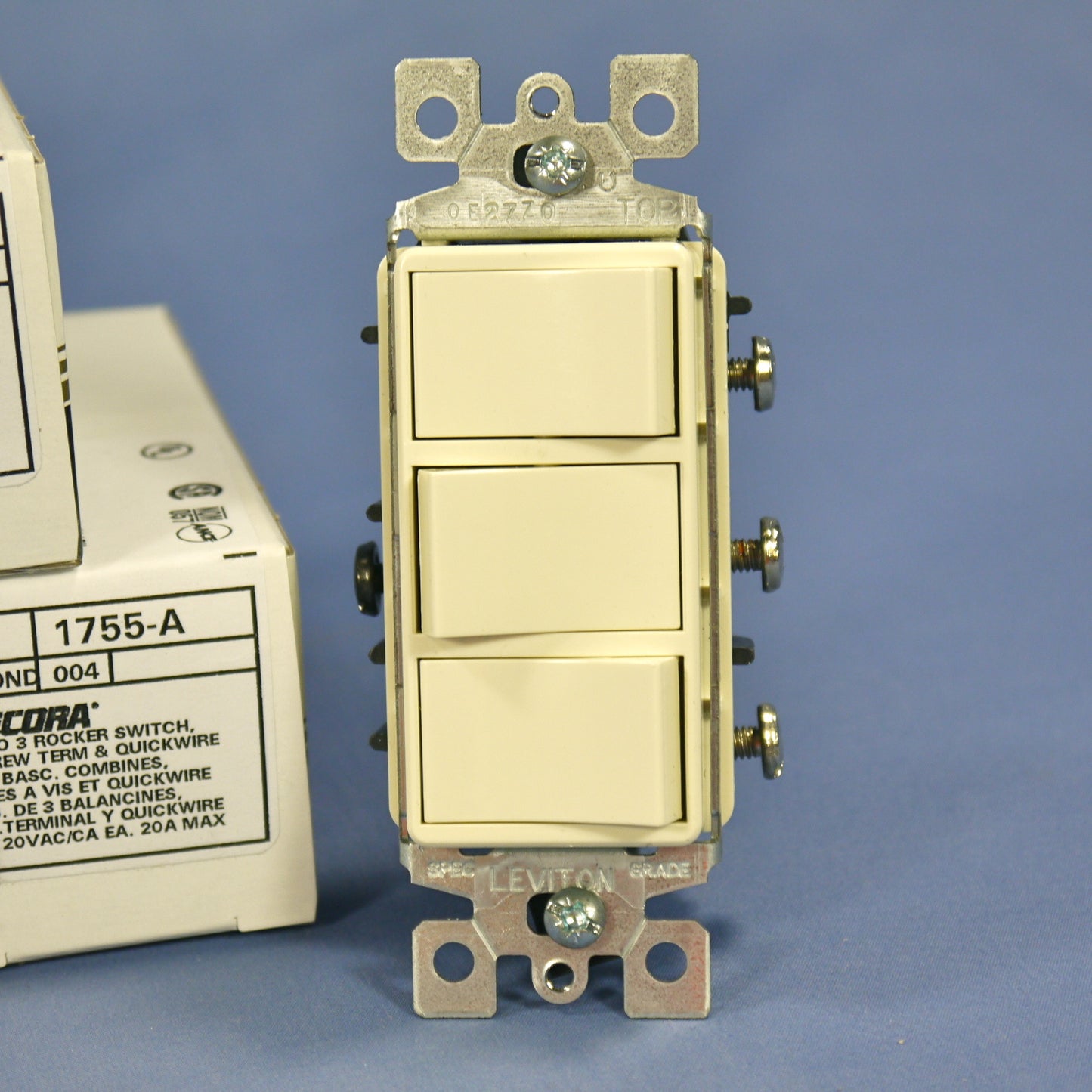 Leviton 1755-A Almond Decora Triple Rocker Wall Light Switches Triplex 15A 10pcs