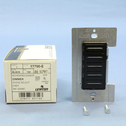 Leviton Black Decora MicroDim On/Off Preset 4-Scene Selector Controller 17700-E