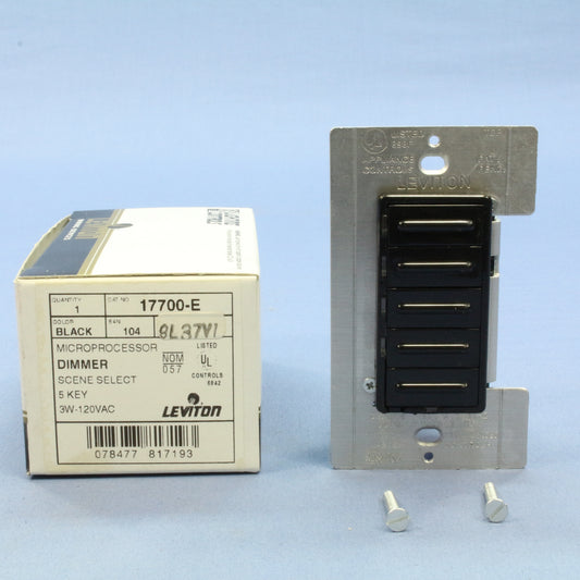 Leviton Black Decora MicroDim On/Off Preset 4-Scene Selector Controller 17700-E