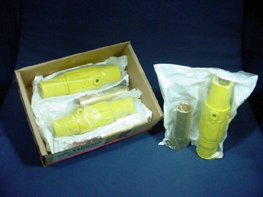 3 Leviton Yellow ECT 17 Series Female Cam-Type Plugs Set Screw 690A 600V 17D24-Y