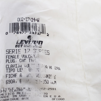 Leviton White 17 Series Female Cam-Type Plug Crimped Style 690A 600V 17V24-W
