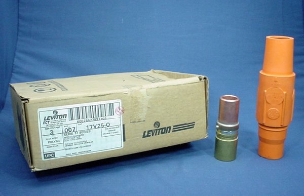 3 Leviton Orange 17 Series Female Vulcanized Cam-Type Plugs 690A 600V 17V25-O
