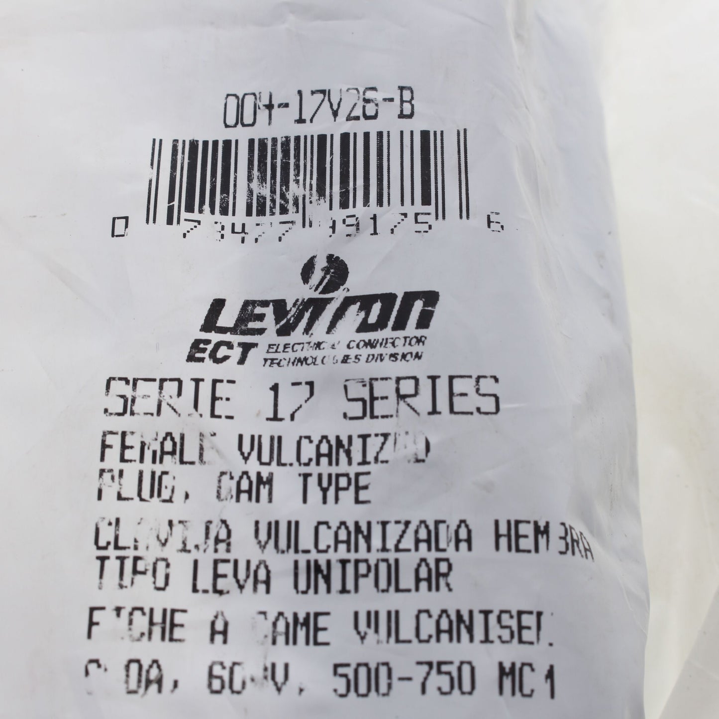 Leviton 17V25-B Blue Female Cam Plugs 17 Series 500-750 MCM Crimped 690A 600V