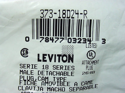 Leviton Red 18 Series Detachable Male Cam Plug Ball Nose 400A 600V 18D24-R