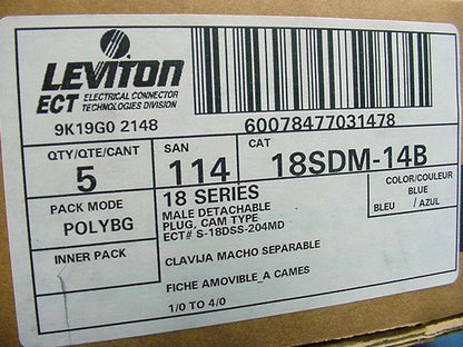 5 Blue Leviton 18 Series Female Cam-Type Connector Insulating Sleeves 18SDF-14B
