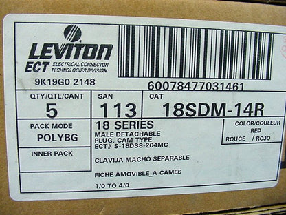 5 Leviton Red ECT 18 Series Male Cam Plug Connector Insulating Sleeves 18SDM-14R