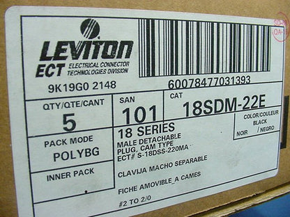 5 Leviton Black 18 Series Male Cam Plug Connector Insulating Sleeves 18SDM-22E