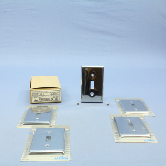 Leviton 1901 Chrome 1-Gang Toggle Chrome Plated Steel Standard Wallplates 5pcs