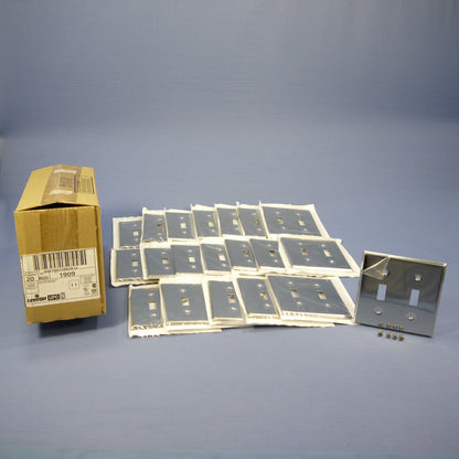 Leviton 1909 Chrome 2-Gang Toggle Chrome Plated Steel Wallplate Covers 20pcs