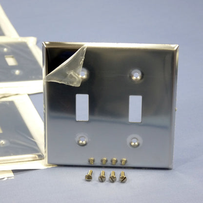 Leviton 1909 Chrome 2-Gang Toggle Chrome Plated Steel Wallplate Covers 20pcs