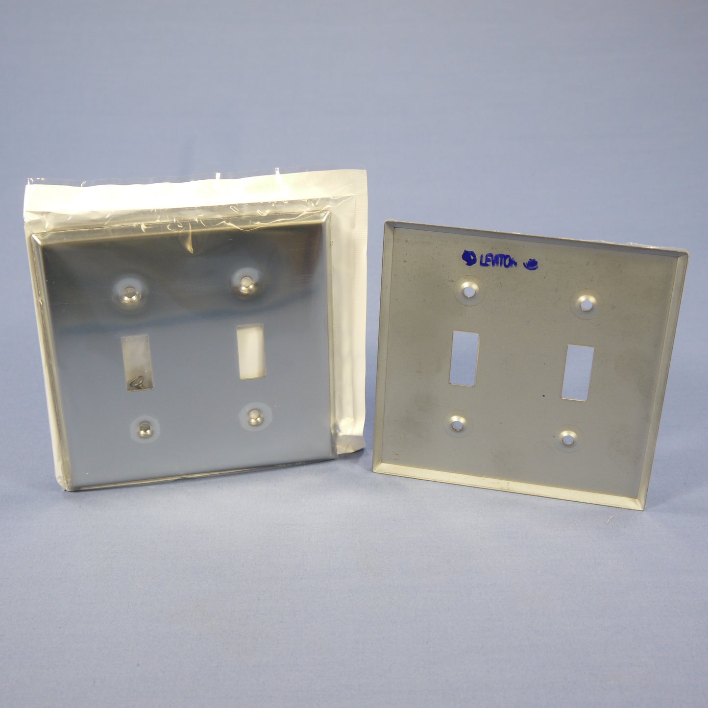 Leviton 1909 Chrome 2-Gang Toggle Chrome Plated Steel Wallplate Covers 20pcs