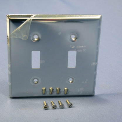 Leviton 1909 Chrome 2-Gang Toggle Chrome Plated Steel Standard Wallplate Cover