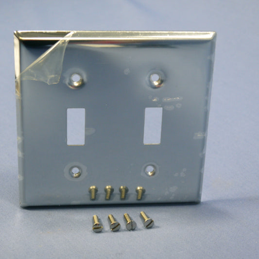 Leviton 1909 Chrome 2-Gang Toggle Chrome Plated Steel Standard Wallplate Cover