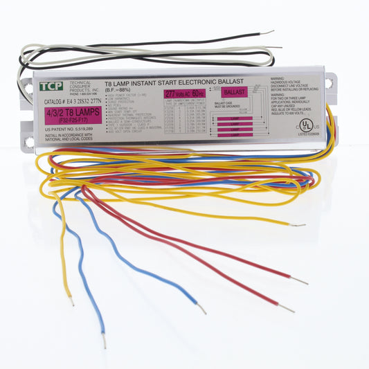 TCP E4-3-2IS32-277N T8 Lamp Instant Start Electronic Ballast 1PS00 277VAC 4/3/2