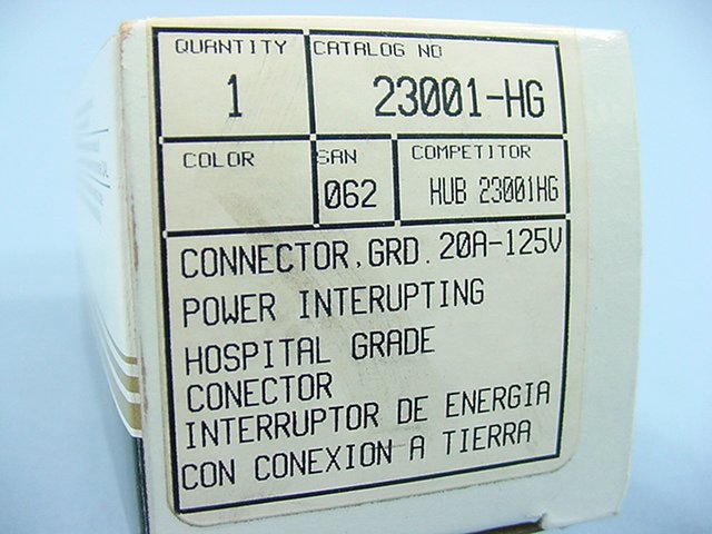 Leviton Hospital Power Interrupting Locking Connector Plug 20A 125V 23001-HG