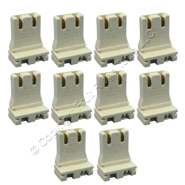 10 Leviton Fluorescent Lampholders T-8 T-12 Medium Bi-Pin Socket Shunted 23150