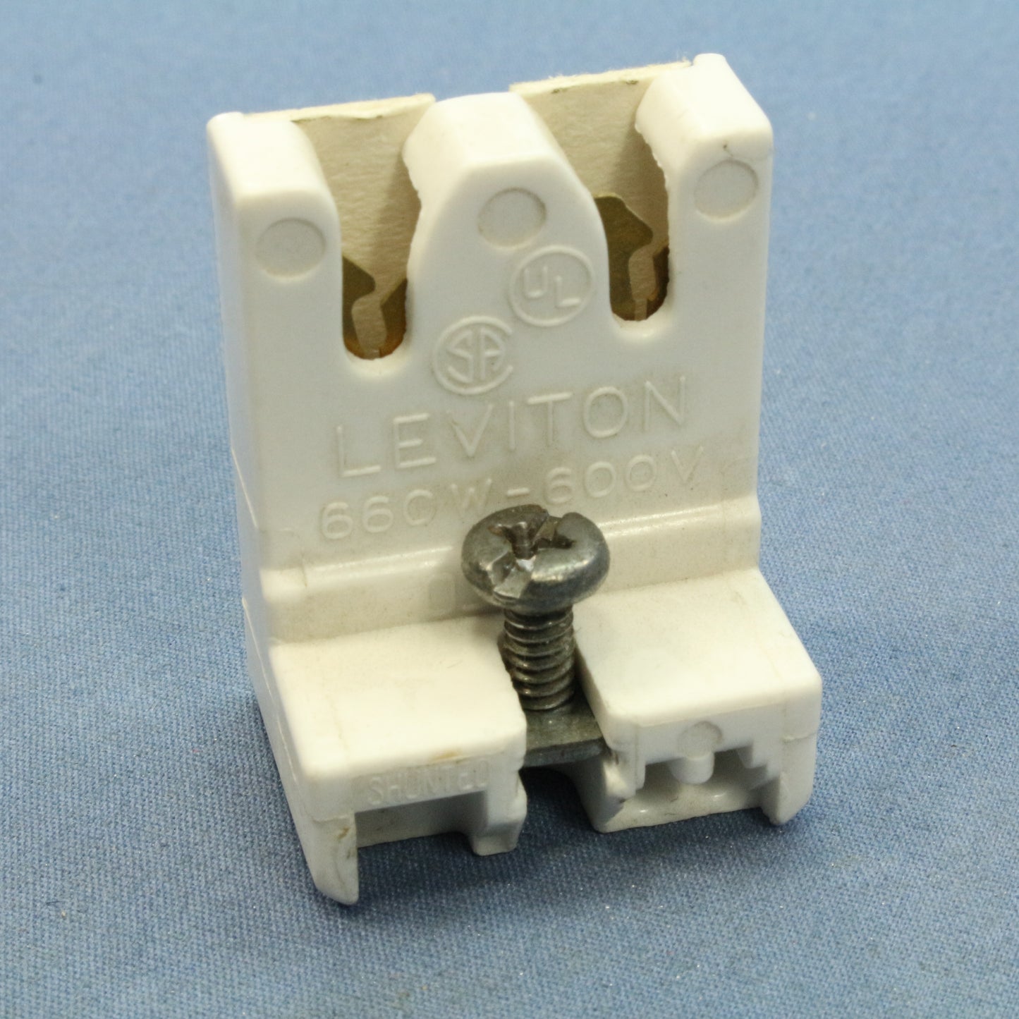 Leviton 23451-ONX Panel Mount Fluorescent Lampholder Socket Bi-Pin w/ Nut Screw