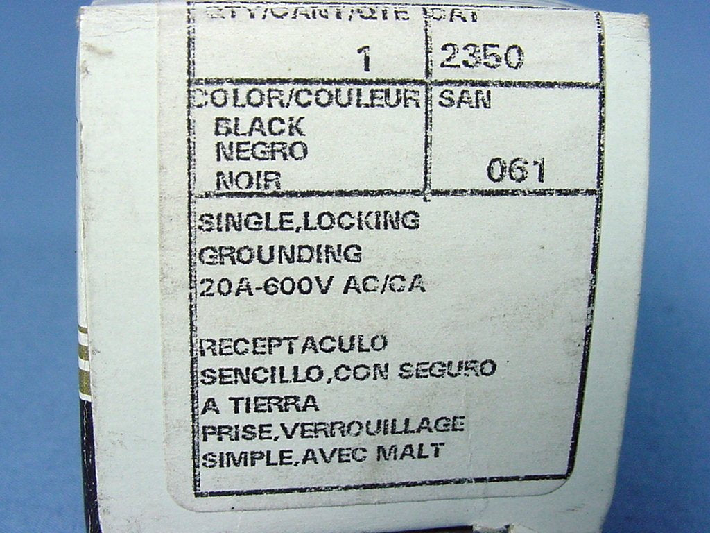 Leviton L9-20R Twist Locking Receptacle Turn Outlet Nema 20A 600V 2350-061 Boxed