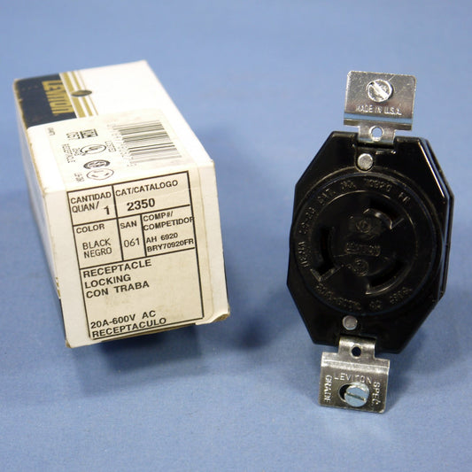 Leviton L9-20R Twist Locking Receptacle Turn Outlet Nema 20A 600V 2350-061 Boxed