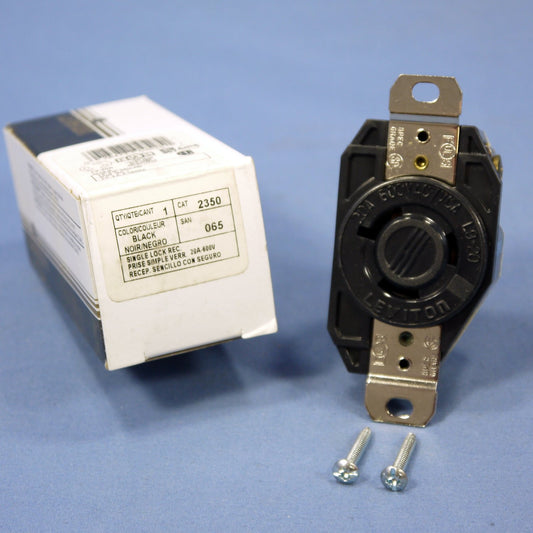 Leviton L9-20R Twist Locking Receptacle V0 Turn Outlet 20A 600V 2350-065 Boxed