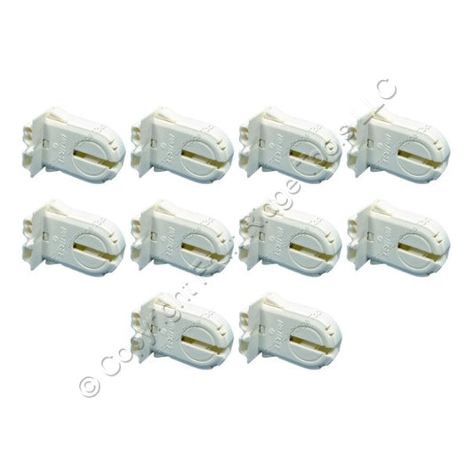 10 Leviton Fluorescent Lamp Holder Light Sockets T12 T8 Bi-Pin Shunted 23653-WWP