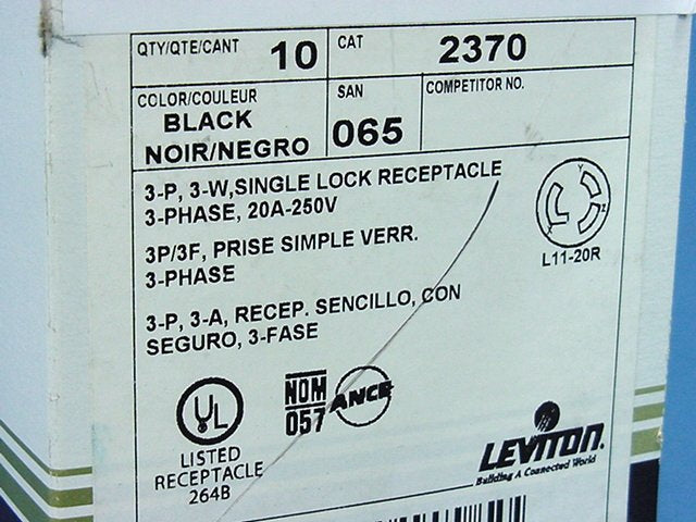 10 Leviton Twist Turn Locking Receptacle Outlets NEMA L11-20R 20A 250V 3� 2370