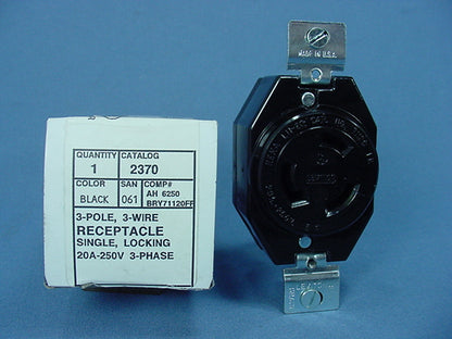 Leviton L11-20R Turn Twist Locking Receptacle Outlet 20A 250V 3? 2370-061 Boxed