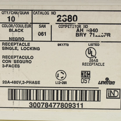 10 Oldstyle Leviton Twist Turn Locking Receptacles Outlet L12-20R 20A 480V 2380