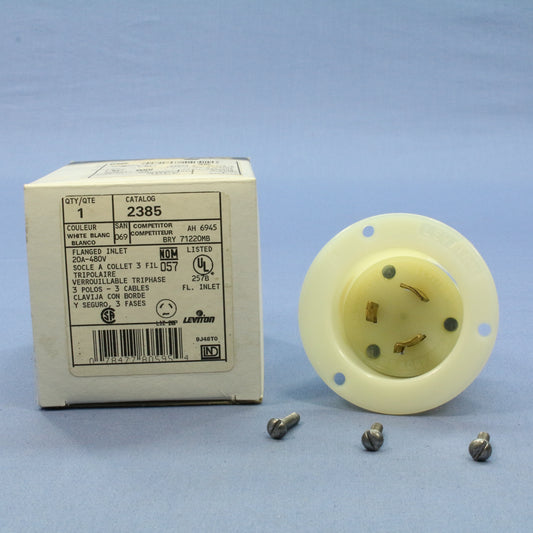 Leviton Locking Flanged Inlet Twist Lock Plug Nema L12-20P 20A 480V 3� 2385