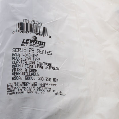 Leviton 23L23-B Blue 23 Series Male Latching Cam-Type 690A Connector Plug 600V