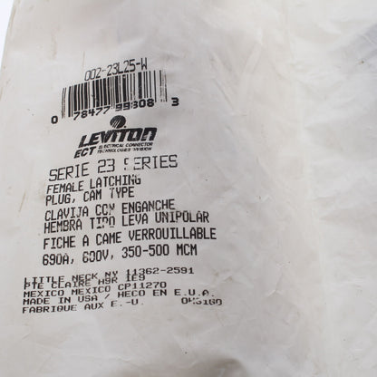 Leviton White 23 Series Female Latching CamType Connector Plug 690A 600V 23L25-W