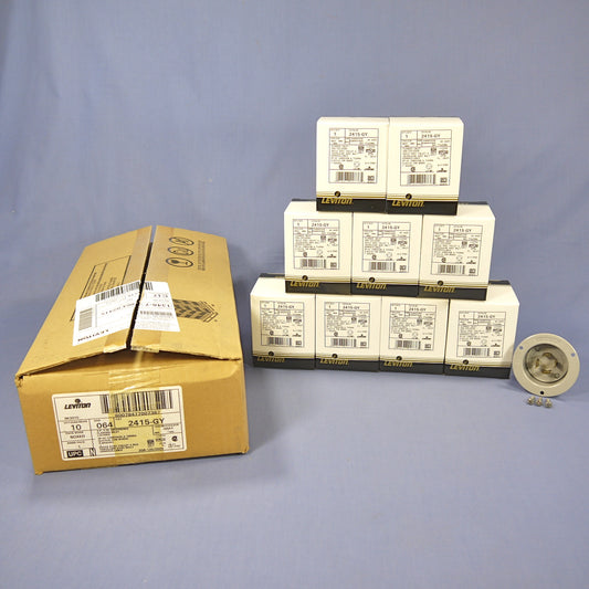 10 Leviton Gray L14-20P Locking Flanged Inlet Twist Plugs 20A 125/250V 2415-GY