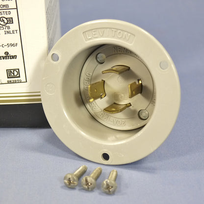 10 Leviton Gray L14-20P Locking Flanged Inlet Twist Plugs 20A 125/250V 2415-GY