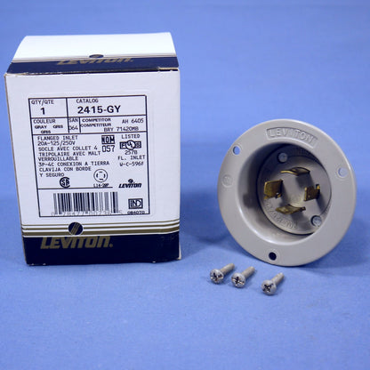 Leviton Gray L14-20P Locking Flanged Inlet Turn Twist Plug 20A 125/250V 2415-GY