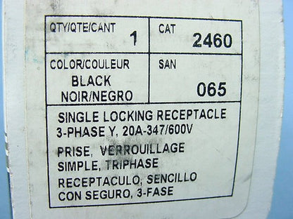 Leviton L20-20R Twist Locking Receptacle Outlet 20A 347/600V 3�Y 2460-065 Boxed