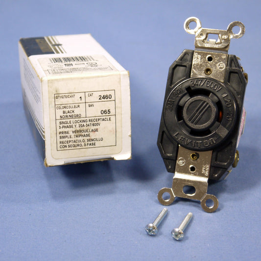 Leviton L20-20R Twist Locking Receptacle Outlet 20A 347/600V 3�Y 2460-065 Boxed
