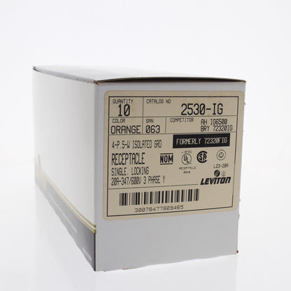 Leviton 2530-IG Isolated Ground Locking Outlets L23-20R 20A 347/600V 3�Y 10-Pack