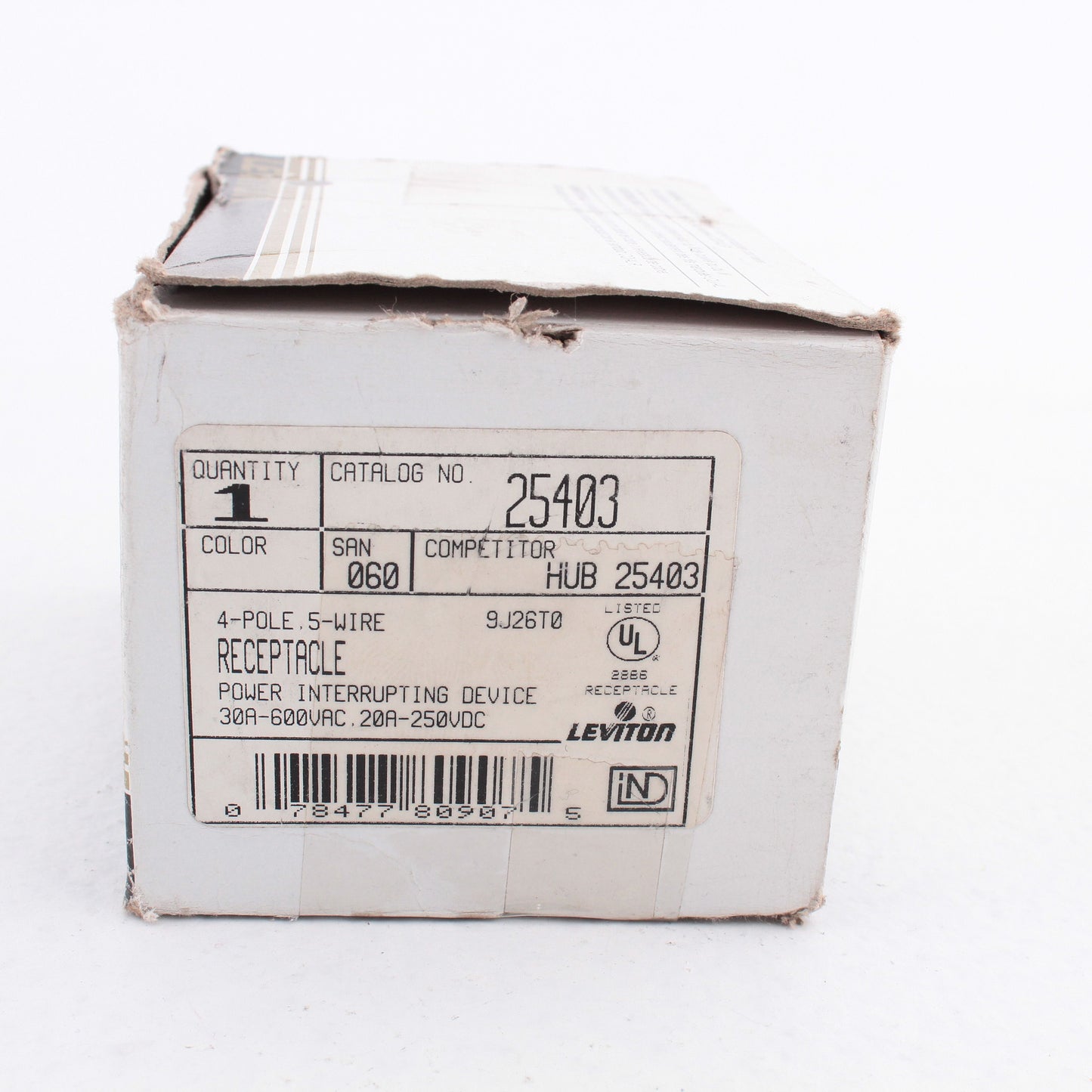 Leviton 25403 Industrial Power Interrupting Locking Receptacle 30A 600V 20A 250V