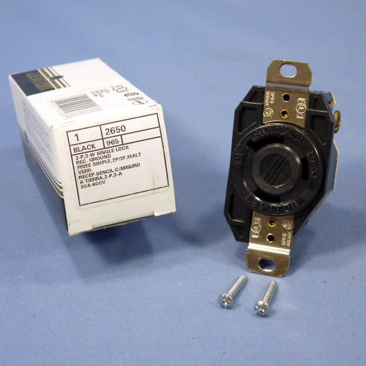 Leviton L9-30R Turn Locking Receptacle V0 Outlet Nema 30A 600V 2650-065 Boxed