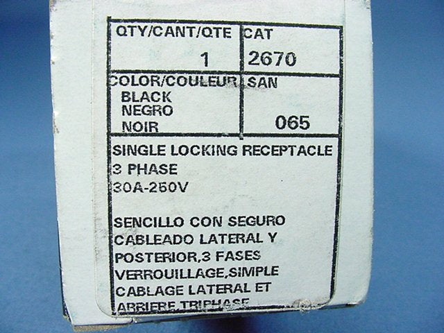 Leviton L11-30 Locking Receptacle Outlet Nema L11-30R 30A 250V 3� 2670-065 Box