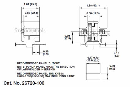 LEV Compact Fluorescent Lampholder Socket 2Pin GX23 Horizontal Snap-In 26720-100