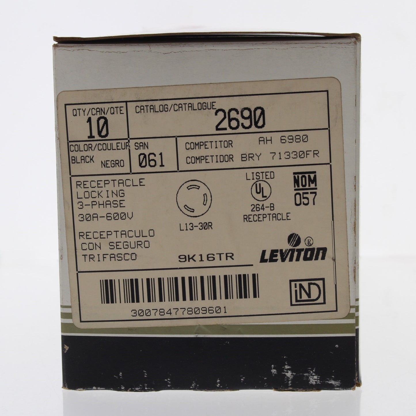 Leviton 2690-061 Locking Outlet Receptacles Nema L13-30R 30A 600V 3� 10-Pack