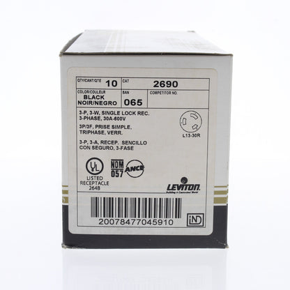 Leviton 2690-065 Locking Outlet Receptacles Nema L13-30R 30A 600V 3� 10-Pack