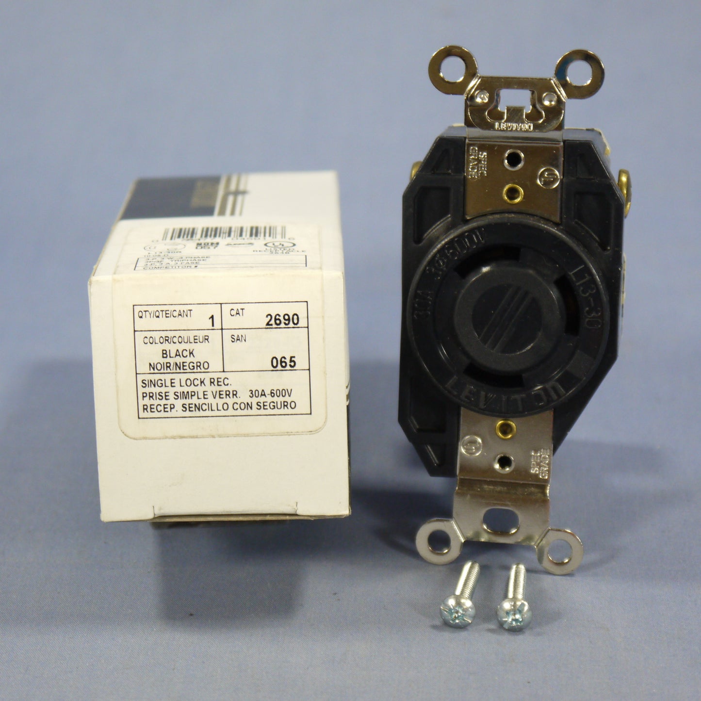 Leviton L13-30 Locking Outlet Receptacle Nema L13-30R 30A 600V 3� 2690-065 Boxed