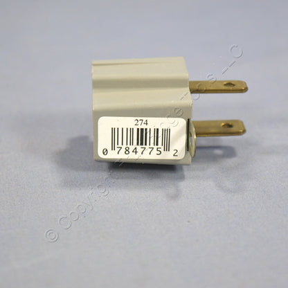 10 Leviton Gray 3-Prong Plug Outlet Adapters Nema 5-15R 15A 125V Grounded 274