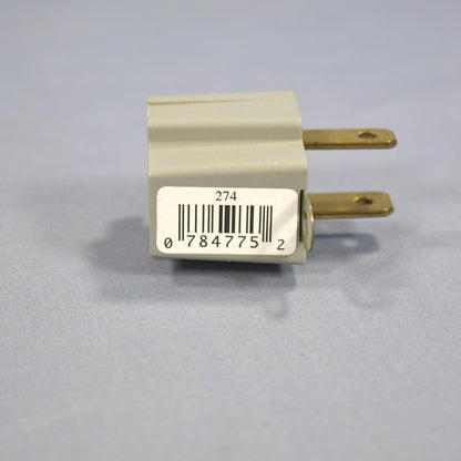 Leviton #274 Gray 15A 3-Prong Polarized Plug Outlet Adapter 5-15R Bulk Grounded