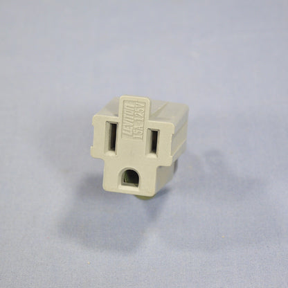 Leviton #274 Gray 15A 3-Prong Polarized Plug Outlet Adapter 5-15R Bulk Grounded