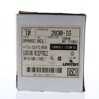 10 Leviton Iso Ground Locking Receptacles Nema L23-30R 30A 347/600V 3�Y 2830-IG
